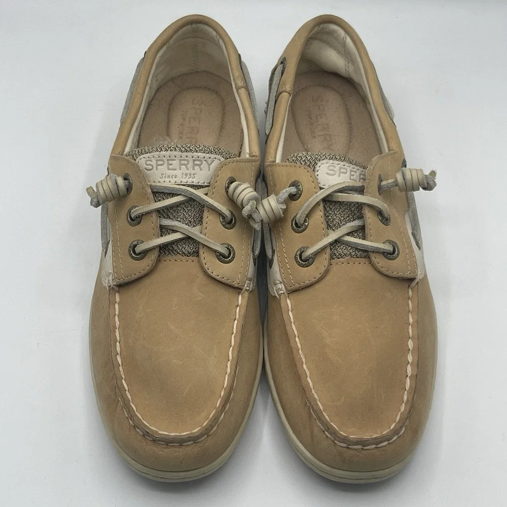 Sperry Top Sider Shoes Women's 8 Songfish Boat Deck Leather STS95588 Beige